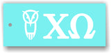 Chi Omega - Decal for Car or Decorating with Skull or Owl - Owl 1019-D59F05-080624 - Skull 1019-C146E0-110323