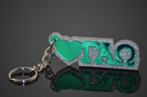 Gamma Alpha Omega - Key Chain with Mirror Letters - 12249-4D8041-110323