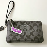 alpha Kappa Delta Phi-PURSE Zipper Pull Keychain-Purple Mirror Letters on Silver Glitter Backing-AKDF-03-KEY-ZIPPULL-PRPLMIR-SLVRGLTR