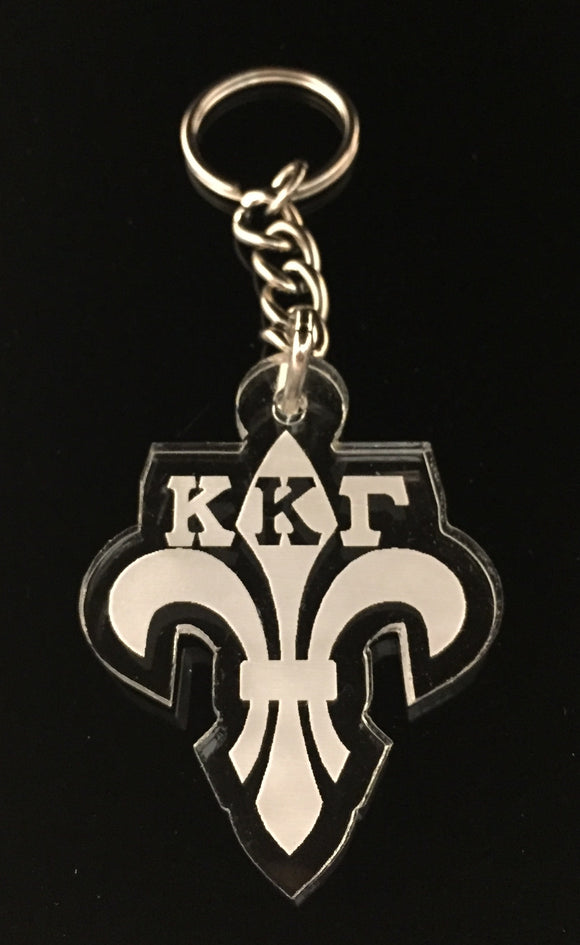 Kappa Kappa Gamma - Fleur De Lis Etched Acrylic Keychain with Letters