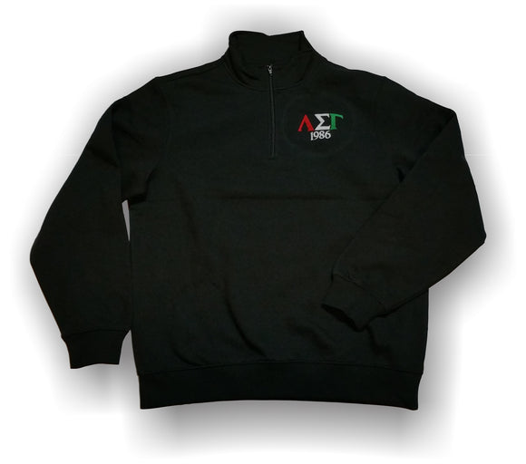 Lambda Sigma Gamma - ST253 - Quarter Zipper Fleece Pullover with Tricolor letters and Year