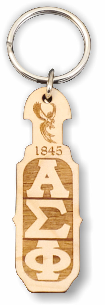 Greek Apparel and Hobbies Alpha Sigma Phi-Paddle Keychain, Laser Engraved; Maple & Walnut-01-KEY-PDL Maple