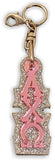 Alpha Chi Omega-PURSE Zipper Pull Keychain-Mirror Letters on Silver Glitter Backing-ACW-03-KEY-ZIPPULL