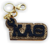 Kappa Alpha Theta-PURSE Zipper Pull Keychain-KAQ-03-KEY-ZIPPULL-BLKACRY-GLDGLTR