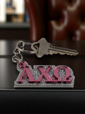 Alpha Chi Omega Pink Keychain, A Chi O Mirror Key Fob, Sorority Glitter Key Ring, Fraternity Greek Life Keychain -  1007-231572-061925
