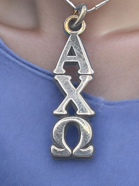 Alpha Chi Omega 1 inch Lavaliere, A Chi O Sterling Silver Charm,  Sorority Gift
