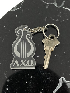 Alpha Chi Omega Lyre Keychain, A Chi O Etched Fob, Sorority Acrylic Key Ring - 1007-8C1E34-062425