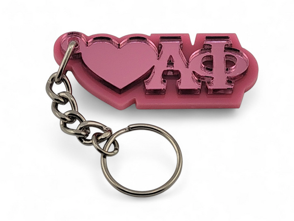 Alpha Phi Mirror Acrylic Keychain, Sorority Pink Keyring, Bid Day Key Fob, Big Little Gift Key Chain 1013-F23A93-050323
