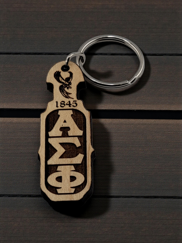 Alpha Sigma Phi-Paddle Keychain, Laser Engraved; Maple & Walnut-01-KEY-PDL - 1015-3E69FA-020624