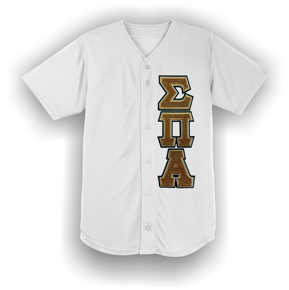 Sigma Pi Alpha - ST220 Baseball Button Up Jersey with Glitter Letters