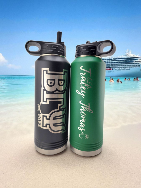 Beta Gamma Psi 40oz Water Bottle with Script Name and Year, Sorority Laser Engraved Hydro Thermos
