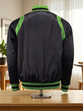 Beta Gamma Psi Bomber Jacket, Sorority Jacket in Black and Green, Greek Embroidered Jacket