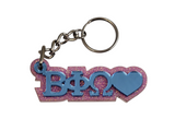 Beta Phi Omega Blue Keychain, Go Greek Mirror Key Fob, Sorority Glitter Key Ring, Fraternity Greek Life Keychain
