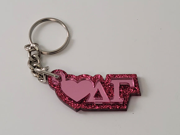 Delta Gamma - Pink Mirror on Hot Pink Glitter with Heart -1024-132C0C-082924