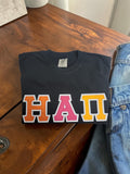 Eta Alpha Pi Comfort Colors Black T-Shirt with Zigzag Sewn Twill Letters