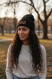 Eta Alpha Pi Embroidered Beanie: Tri-Color Letters on Blackn - CP90