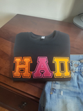 Eta Alpha Pi - 4662M - Black - Super Sweat Crewneck Sweat Shirt with Tri-Color Satin Stitched Letters