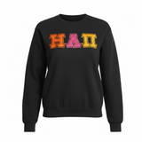 Eta Alpha Pi - 4662M - Black - Super Sweat Crewneck Sweat Shirt with Tri-Color Satin Stitched Letters