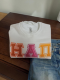 Eta Alpha Pi - 4662M - White - Super Sweat Crewneck Sweat Shirt with Tri-Color Satin Stitched Letters