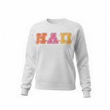 Eta Alpha Pi - 4662M - White - Super Sweat Crewneck Sweat Shirt with Tri-Color Satin Stitched Letters
