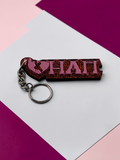 Eta Alpha Pi Keychain: Pink Mirror on Hot Pink Glitter Sorority Key Fob