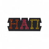 Eta Alpha Pi Magnetic Jewelry Pin with Greek Letters: Gold Mirror on Black Acrylic