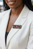 Eta Alpha Pi Magnetic Jewelry Pin with Greek Letters: Gold Mirror on Black Acrylic