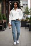 Eta Alpha Pi White 1/4 Zip Sweatshirt, Sorority Embroidered Quarter Zip – ST253 Sport-Tek®