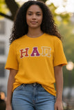 Eta Alpha Pi Comfort Colors Bright Orange T-Shirt with Zigzag Sewn Twill Letters