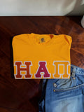 Eta Alpha Pi Comfort Colors Bright Orange T-Shirt with Zigzag Sewn Twill Letters