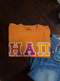 Eta Alpha Pi Comfort Colors Burnt Orange T-Shirt with Zigzag Sewn Twill Letters