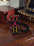 Eta Alpha Pi Tiki Necklace For Service Sorority: Tri-Color on Black Acrylic