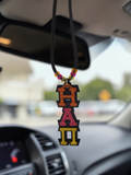 Eta Alpha Pi Tiki Necklace For Service Sorority: Tri-Color on Black Acrylic