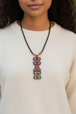 Eta Alpha Pi Tiki Necklace For Service Sorority: Tri-Color on Black Acrylic