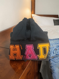 Eta Alpha Pi - 4997M - Black - with Tri-Color Letters  Pullover Hooded Sweatshirt with Double Stitched Letters