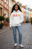Eta Alpha Pi - 4997M - White -  Pullover Hooded Sweatshirt with Double Stitched Letters