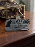 Eta Alpha Pi Name Badge for Events and Meetings: Brushed Silver, Peacock, and Letters
