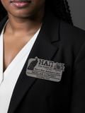 Eta Alpha Pi Name Badge for Events and Meetings: Brushed Silver, Peacock, and Letters