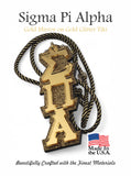 Sigma Pi Alpha Tiki: Gold Mirror on Shimmering Gold Glitter Necklace Teekee