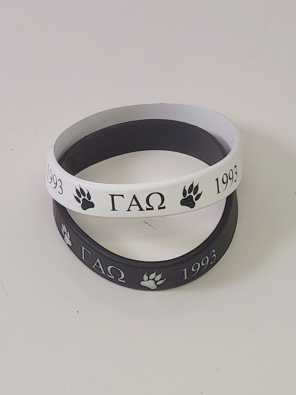 Gamma Alpha Omega - Silicone Bracelet with Letters, Paws and Founding Year - 12249-BB9FF5-063023