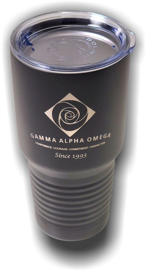 Gamma Alpha Omega - 30oz. Travel Mug with Flower and 1993 - 12249-93DAD6-070323