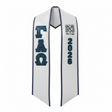 Gamma Alpha Omega Graduation Stole with Glitter Letters and Crest and Graduation Year - 12249-91C15D-070726