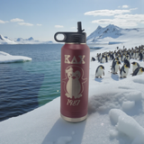 Kappa Delta Chi 40oz Water Bottle: Includes Letters, Pinguin and Founding Year - Personalization Available