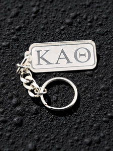 Kappa Alpha Theta Rectangular Acrylic Keychain with Letters, Clear Sorority Key Ring, Greek Life Fob - 1061-8734BE-110323