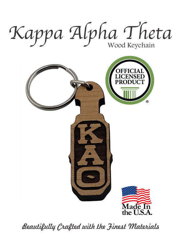 Kappa Alpha Theta Paddle Keychain, Laser Engraved Wood Key Ring, Sorority Maple Fob - 1061-1347A8-081325