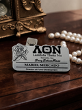 Lambda Theta Nu Name Badge for Events and Meetings: Brushed Silver, Rose, and Letters