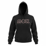 Omega Phi Chi - 4997M - Pullover Hooded Sweatshirt with Black Glitter on Pink Letters - 29549-E9328A-091026