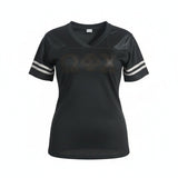 Omega Phi Chi- Sport-Tek® Ladies PosiCharge® Replica Jersey-WFC-LST307 Black Football Jersey  - 29549-0CD0DC-091026