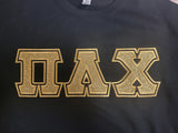 Pi Lambda Chi - 4662M - Super Sweat Crewneck Sweat Shirt with Gold Glitter Satin Stitched Letters
