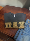 Pi Lambda Chi - 4662M - Super Sweat Crewneck Sweat Shirt with Gold Glitter Satin Stitched Letters